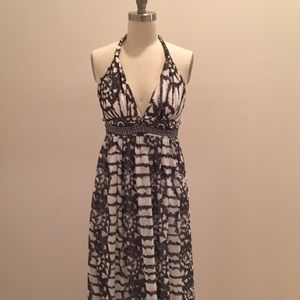 Summer Gray & White Tie-Dye Sheer Maxi Dress (NWT)